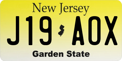 NJ license plate J19AOX