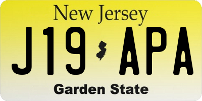 NJ license plate J19APA