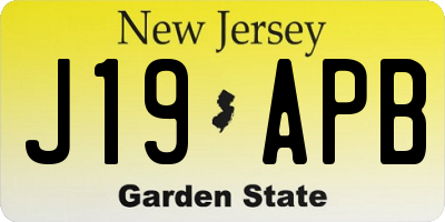NJ license plate J19APB