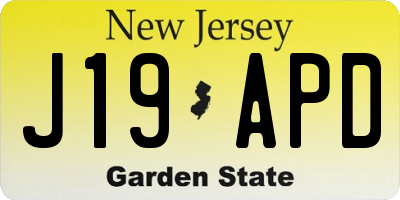 NJ license plate J19APD