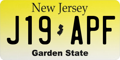NJ license plate J19APF