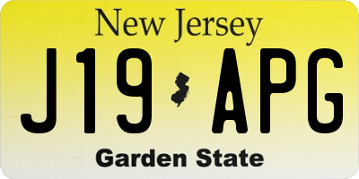 NJ license plate J19APG