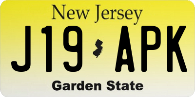 NJ license plate J19APK