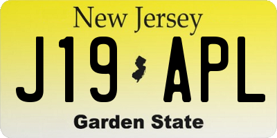 NJ license plate J19APL