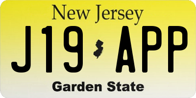 NJ license plate J19APP