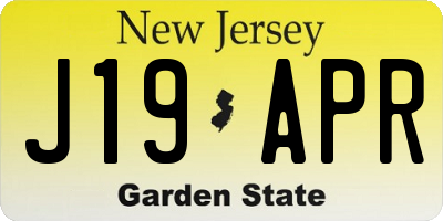 NJ license plate J19APR