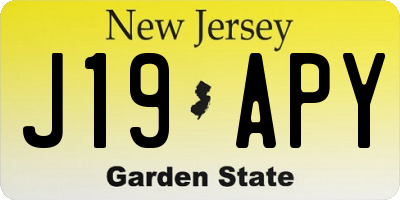NJ license plate J19APY