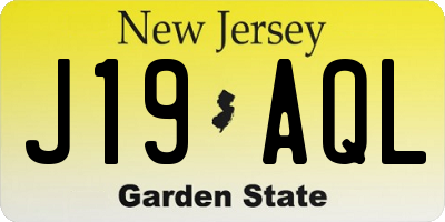 NJ license plate J19AQL
