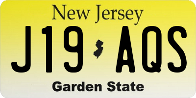 NJ license plate J19AQS