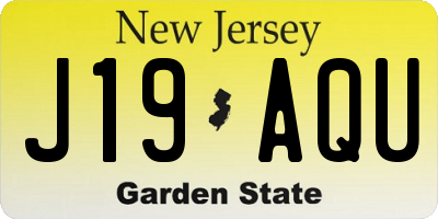 NJ license plate J19AQU