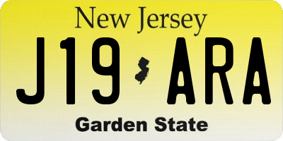 NJ license plate J19ARA