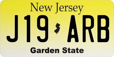 NJ license plate J19ARB