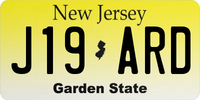 NJ license plate J19ARD