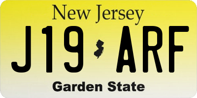NJ license plate J19ARF