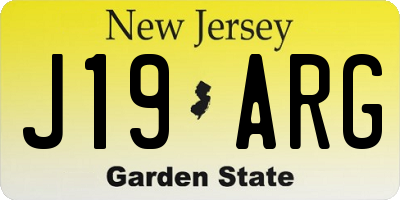 NJ license plate J19ARG