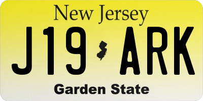 NJ license plate J19ARK