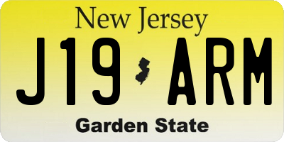 NJ license plate J19ARM