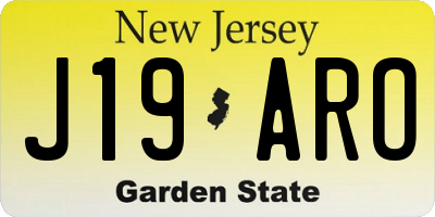 NJ license plate J19ARO