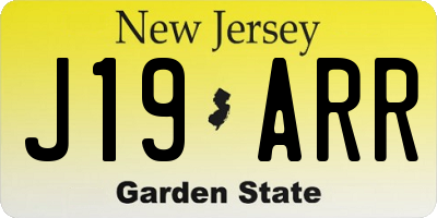 NJ license plate J19ARR