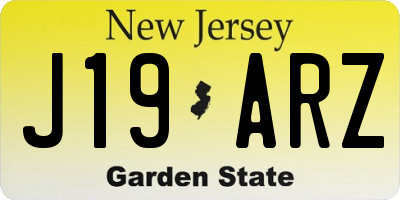 NJ license plate J19ARZ