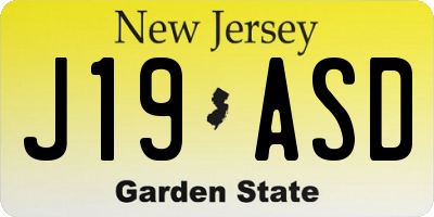 NJ license plate J19ASD