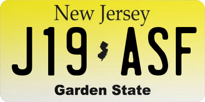 NJ license plate J19ASF