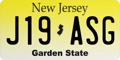 NJ license plate J19ASG