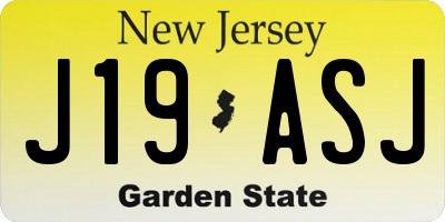 NJ license plate J19ASJ