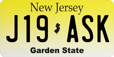 NJ license plate J19ASK