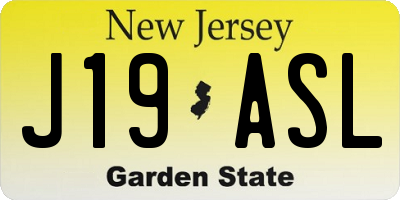 NJ license plate J19ASL