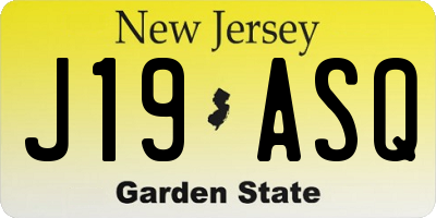 NJ license plate J19ASQ