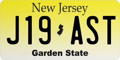 NJ license plate J19AST