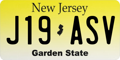NJ license plate J19ASV