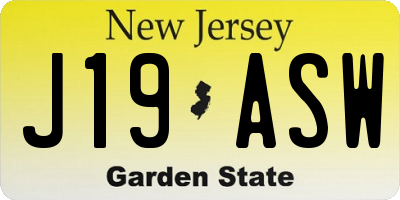 NJ license plate J19ASW