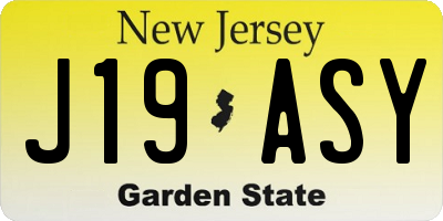 NJ license plate J19ASY