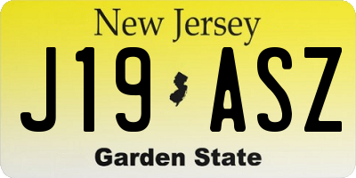 NJ license plate J19ASZ