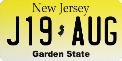 NJ license plate J19AUG
