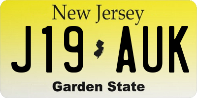 NJ license plate J19AUK