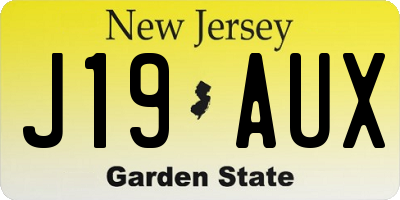NJ license plate J19AUX