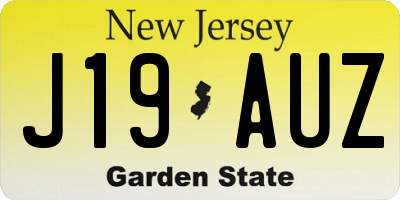 NJ license plate J19AUZ