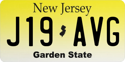 NJ license plate J19AVG