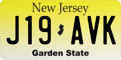 NJ license plate J19AVK