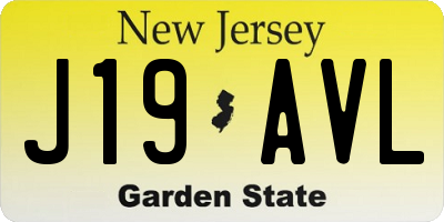 NJ license plate J19AVL