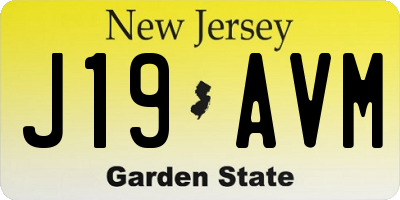 NJ license plate J19AVM
