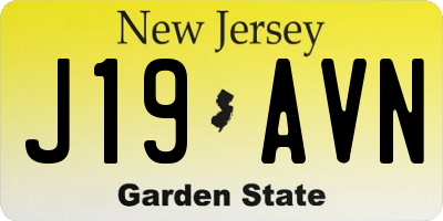 NJ license plate J19AVN