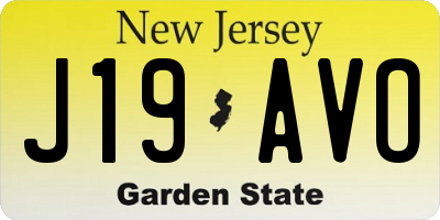 NJ license plate J19AVO