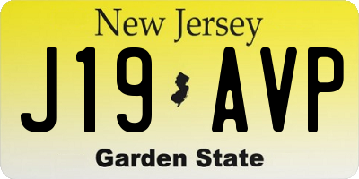 NJ license plate J19AVP