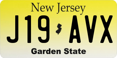 NJ license plate J19AVX