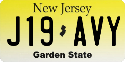 NJ license plate J19AVY