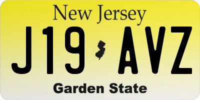 NJ license plate J19AVZ